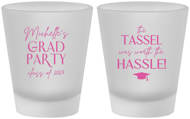 Custom Graduation Frosted Shot Glasses - Class Of 2027 Tassel Hassel | 130011