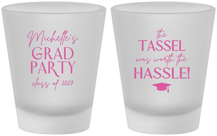 Custom Graduation Frosted Shot Glasses - Class Of 2027 Tassel Hassel | 130011