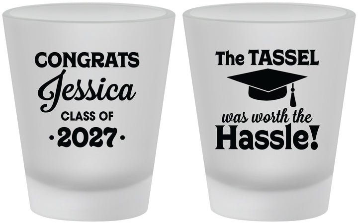 Custom Graduation Frosted Shot Glasses - Class Of 2027 Tassel Hassel | 130012