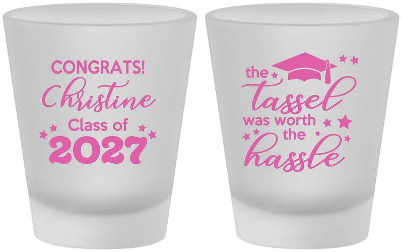 Custom Graduation Frosted Shot Glasses - Class Of 2027 Tassel Hassel | 130013