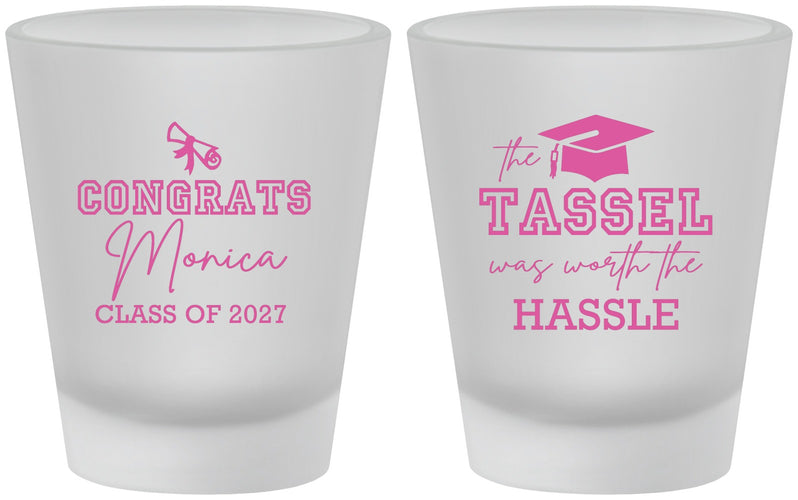 Custom Graduation Frosted Shot Glasses - Class Of 2027 Tassel Hassel | 130014