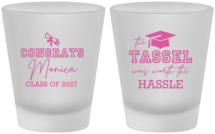 Custom Graduation Frosted Shot Glasses - Class Of 2027 Tassel Hassel | 130014