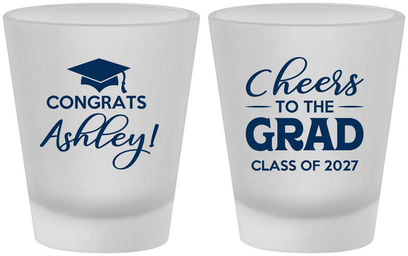 Custom Graduation Frosted Shot Glasses - Class Of 2027 Cheers Grad | 130020