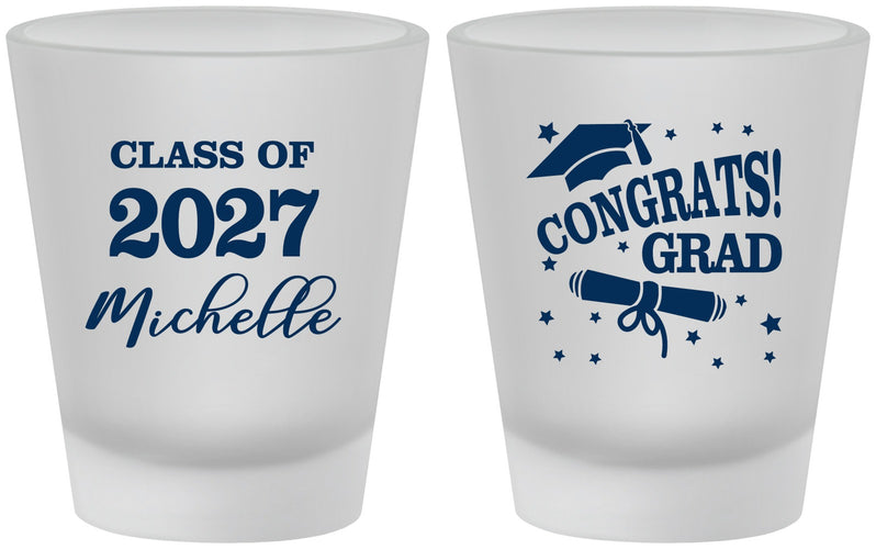 Custom Graduation Frosted Shot Glasses - Class Of 2027 Congrats | 130027