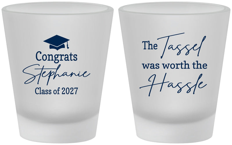 Custom Graduation Frosted Shot Glasses - Class Of 2027 Tassel Hassel | 130031