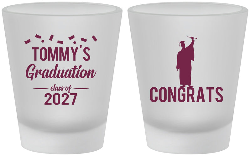 Custom Graduation Frosted Shot Glasses - Class Of 2027 Congrats | 130046