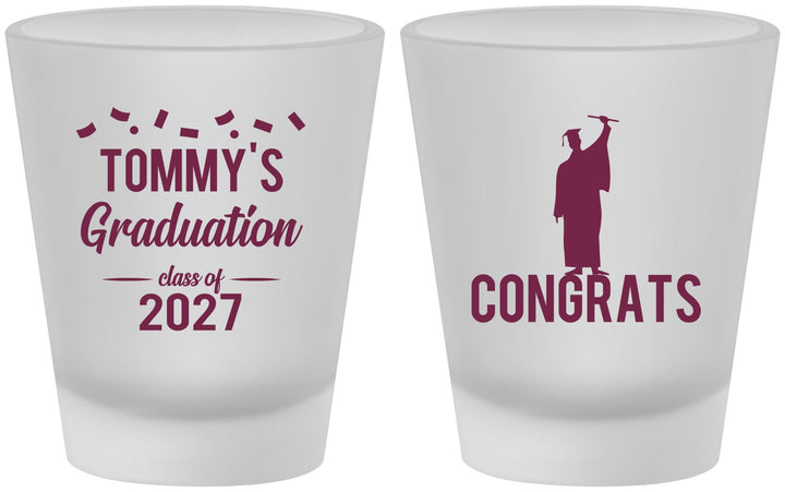 Custom Graduation Frosted Shot Glasses - Class Of 2027 Congrats | 130046