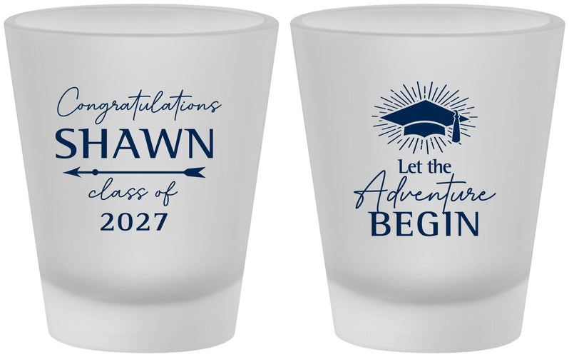 Custom Graduation Frosted Shot Glasses - Class Of 2027 Adventure Begin | 130048