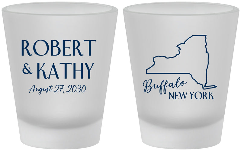 Custom Wedding Frosted Shot Glasses - New York | 131