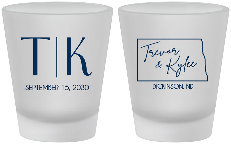 Custom Wedding Frosted Shot Glasses - North Dakota | 133
