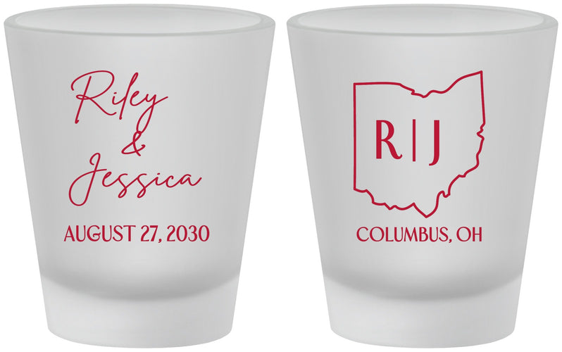Custom Wedding Frosted Shot Glasses - Ohio | 134