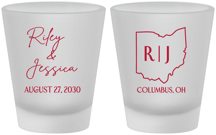 Custom Wedding Frosted Shot Glasses - Ohio | 134