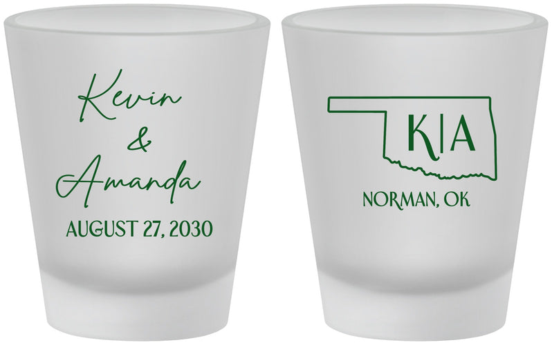 Custom Wedding Frosted Shot Glasses - Oklahoma | 135