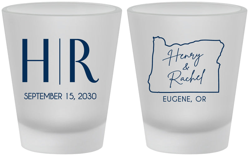 Custom Wedding Frosted Shot Glasses - Oregon | 136