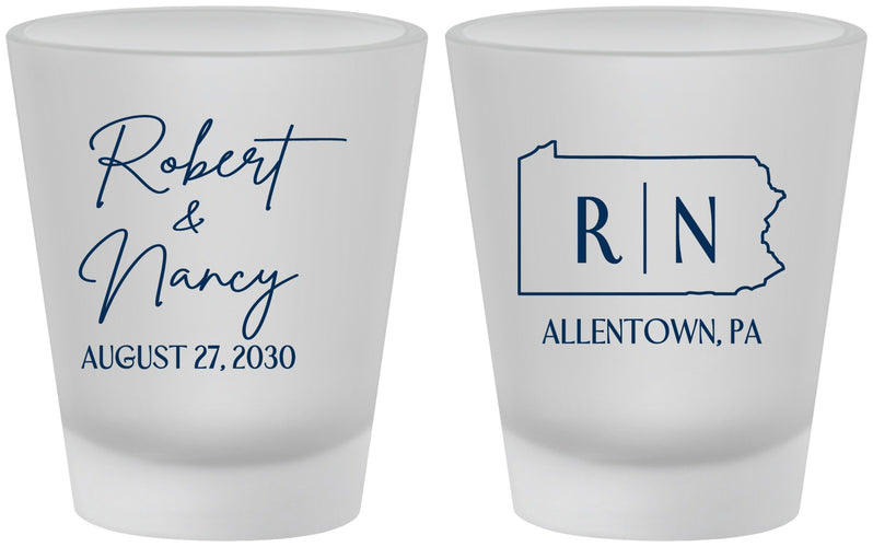 Custom Wedding Frosted Shot Glasses - Pennsylvania | 137