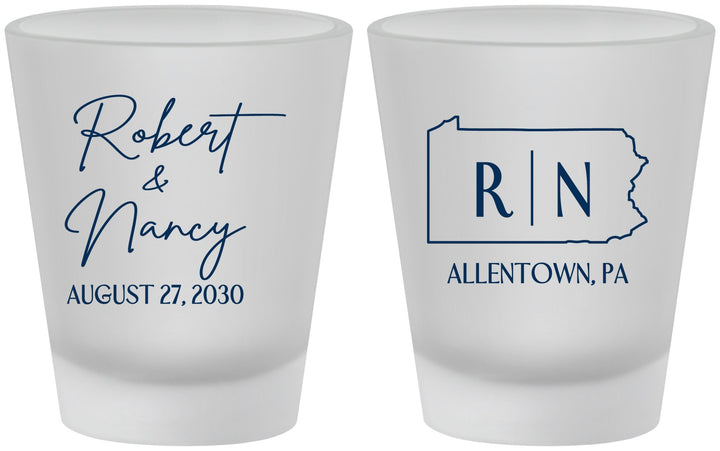 Custom Wedding Frosted Shot Glasses - Pennsylvania | 137
