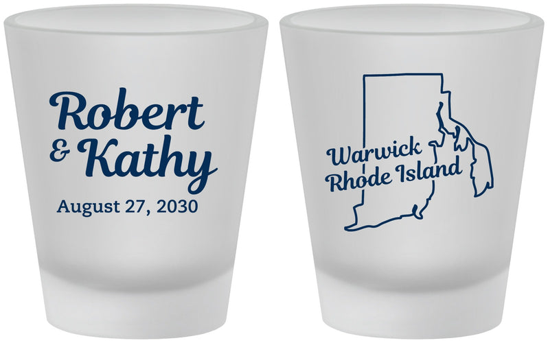 Custom Wedding Frosted Shot Glasses - Rhode Island | 138