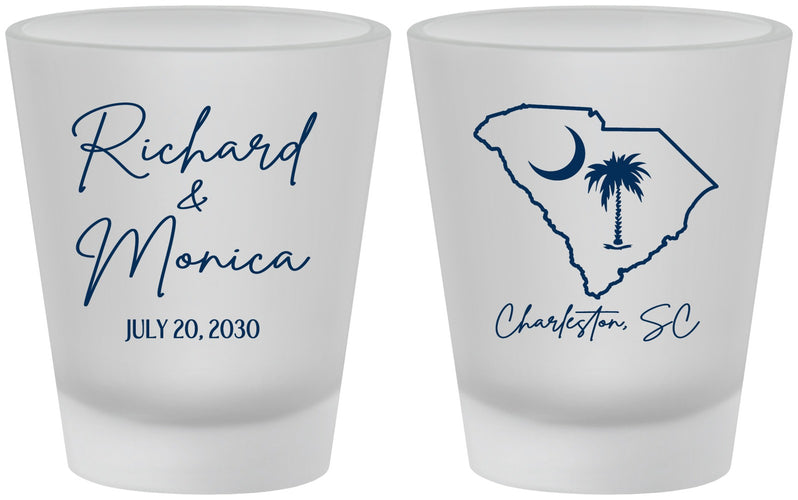 Custom Wedding Frosted Shot Glasses - South Carolina | 139