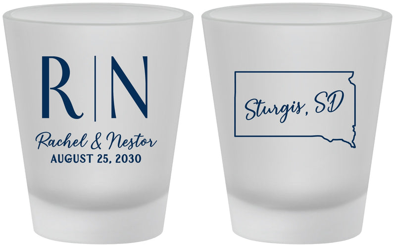 Custom Wedding Frosted Shot Glasses - South Dakota | 140