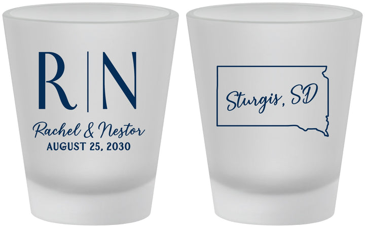 Custom Wedding Frosted Shot Glasses - South Dakota | 140