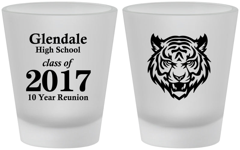 Custom Class Reunion Frosted Shot Glasses - Class Of 2017 10 Year | 140000
