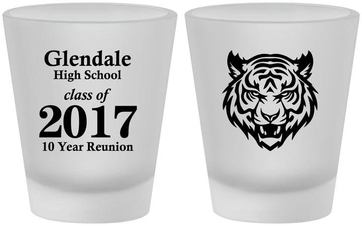 Custom Class Reunion Frosted Shot Glasses - Class Of 2017 10 Year | 140000