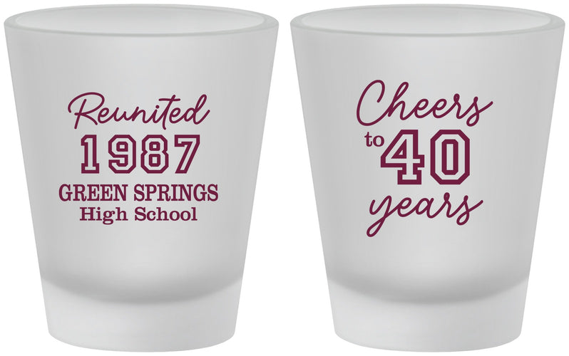 Custom Class Reunion Frosted Shot Glasses - Class Of 1987 40 Year | 140003