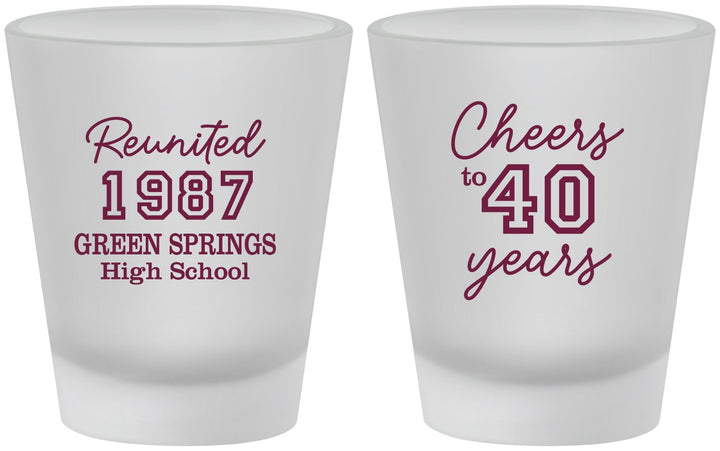 Custom Class Reunion Frosted Shot Glasses - Class Of 1987 40 Year | 140003