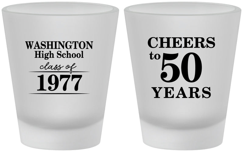 Custom Class Reunion Frosted Shot Glasses - Class Of 1977 50 Year | 140004