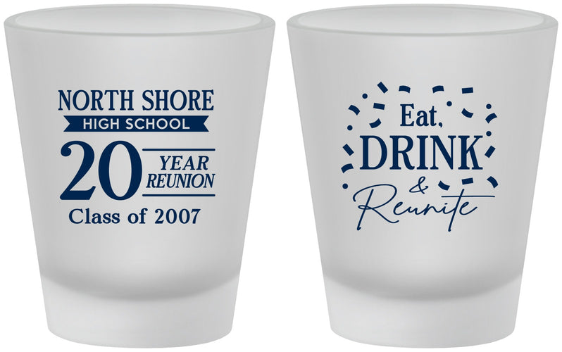 Custom Class Reunion Frosted Shot Glasses - Class Of 2007 20 Year | 140006