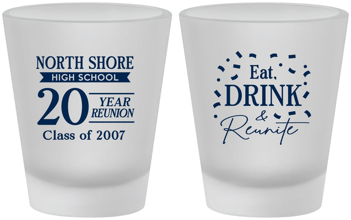 Custom Class Reunion Frosted Shot Glasses - Class Of 2007 20 Year | 140006