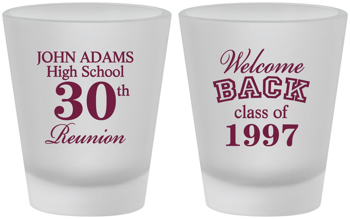 Custom Class Reunion Frosted Shot Glasses - Class Of 1997 30 Year | 140007