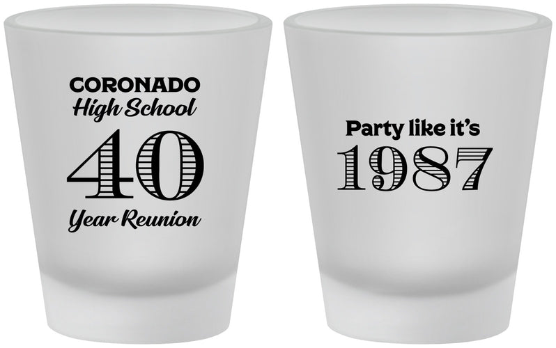 Custom Class Reunion Frosted Shot Glasses - Class Of 1987 40 Year | 140008