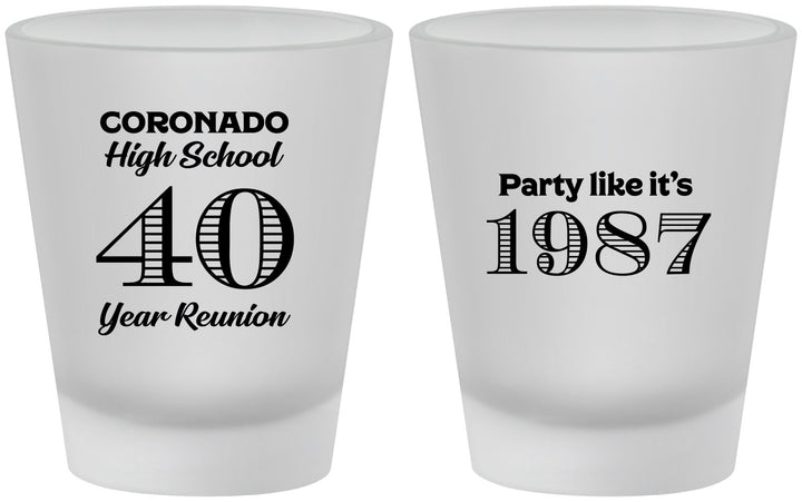 Custom Class Reunion Frosted Shot Glasses - Class Of 1987 40 Year | 140008