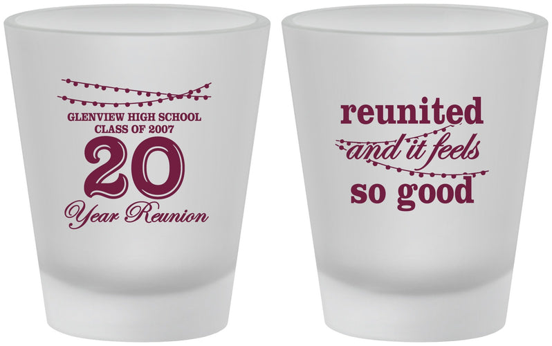 Custom Class Reunion Frosted Shot Glasses - Class Of 2007 20 Year | 140011