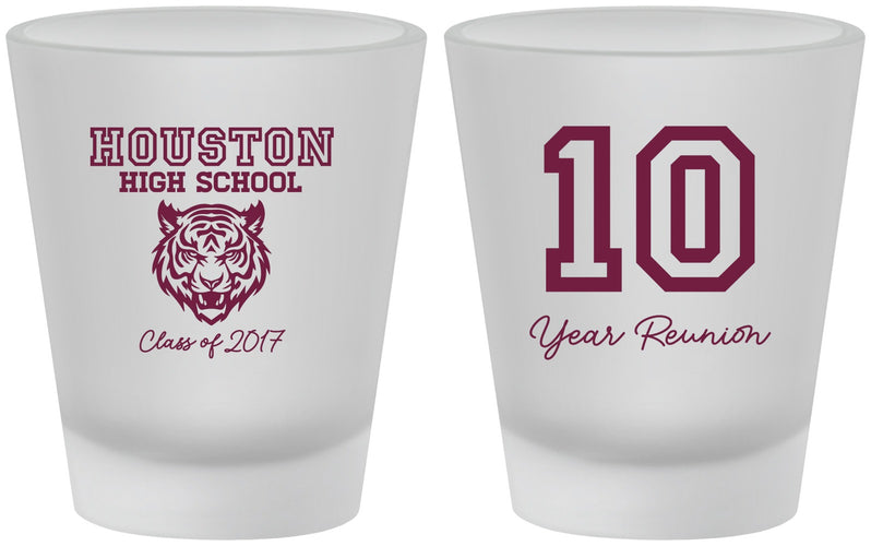 Custom Class Reunion Frosted Shot Glasses - Class Of 2017 10 Year | 140015