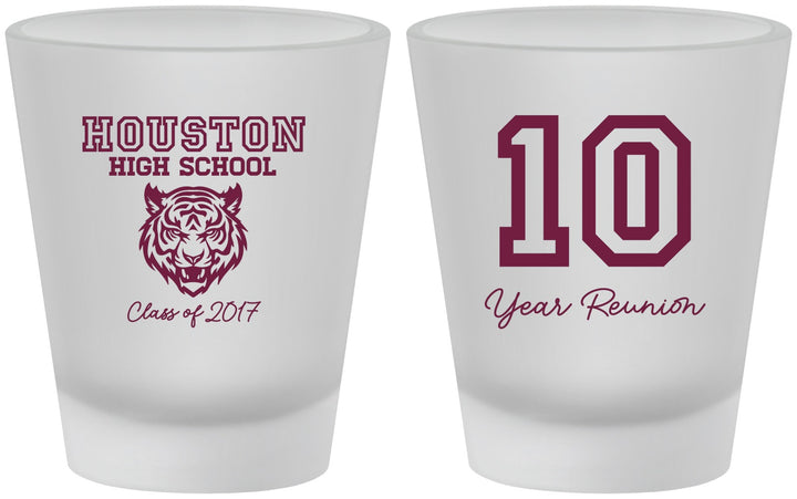 Custom Class Reunion Frosted Shot Glasses - Class Of 2017 10 Year | 140015