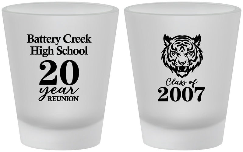 Custom Class Reunion Frosted Shot Glasses - Class Of 2007 20 Year | 140016