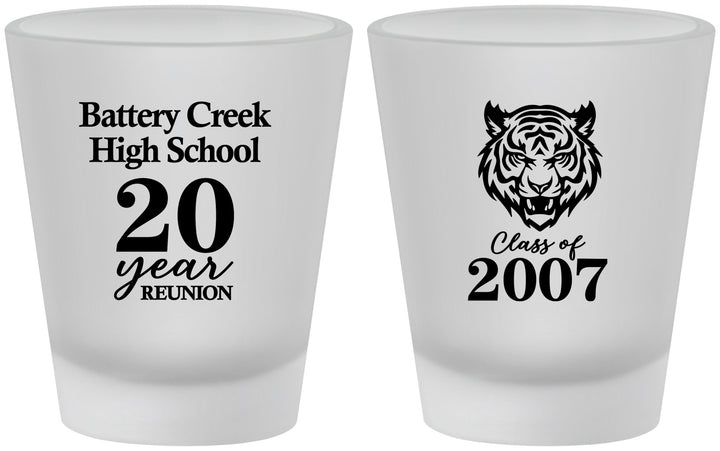 Custom Class Reunion Frosted Shot Glasses - Class Of 2007 20 Year | 140016