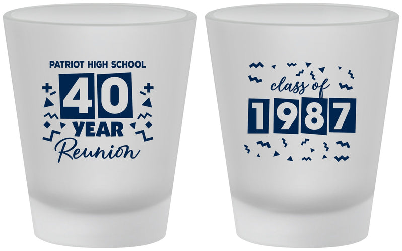 Custom Class Reunion Frosted Shot Glasses - Class Of 1987 40 Year | 140018