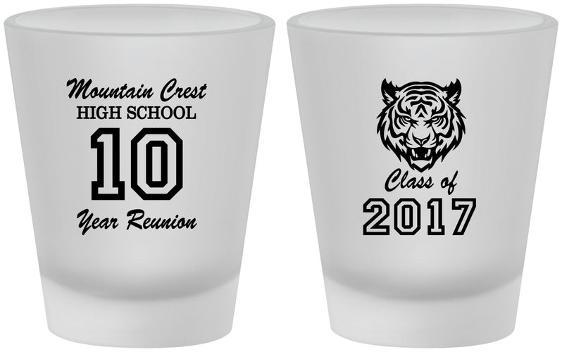 Custom Class Reunion Frosted Shot Glasses - Class Of 2017 10 Year | 140020