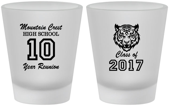Custom Class Reunion Frosted Shot Glasses - Class Of 2017 10 Year | 140020