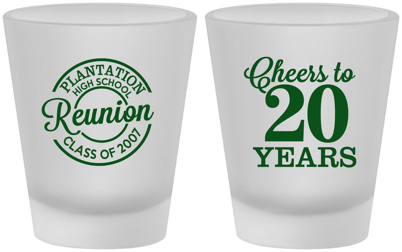 Custom Class Reunion Frosted Shot Glasses - Class Of 2007 20 Year | 140021