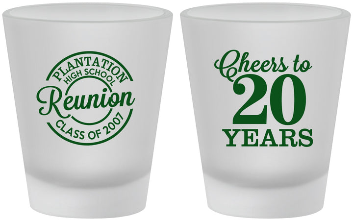 Custom Class Reunion Frosted Shot Glasses - Class Of 2007 20 Year | 140021