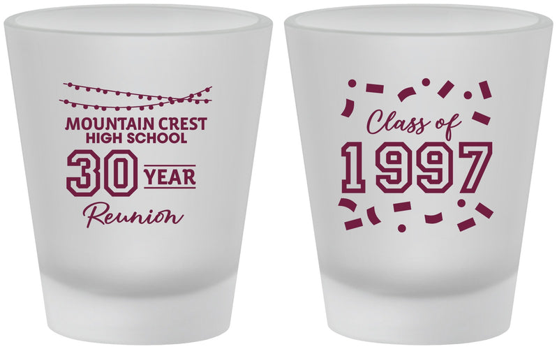 Custom Class Reunion Frosted Shot Glasses - Class Of 1997 30 Year | 140027