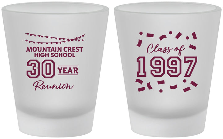 Custom Class Reunion Frosted Shot Glasses - Class Of 1997 30 Year | 140027