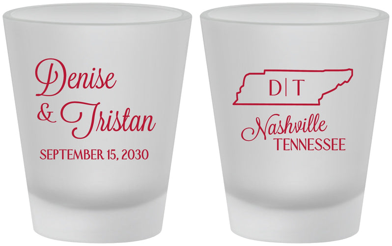 Custom Wedding Frosted Shot Glasses - Tennessee | 141