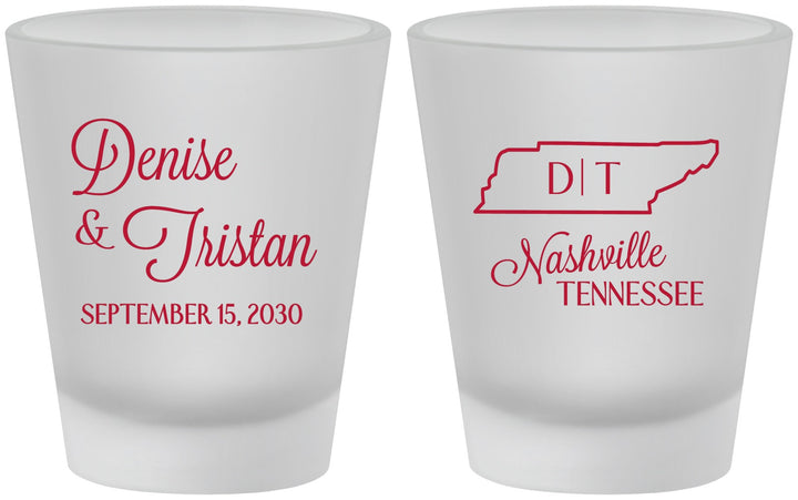 Custom Wedding Frosted Shot Glasses - Tennessee | 141