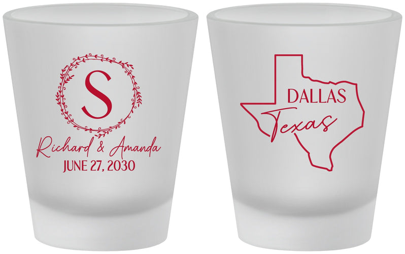 Custom Wedding Frosted Shot Glasses - Texas | 142