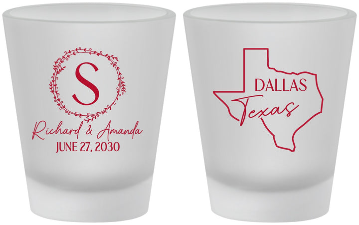 Custom Wedding Frosted Shot Glasses - Texas | 142
